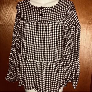 Cat & Jack Girls Plaid Babydoll Top NWOT